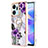 Custodia Silicone Gel Morbida Fantasia Modello Cover con Anello Supporto Y03B per Huawei Honor X7a Viola