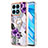 Custodia Silicone Gel Morbida Fantasia Modello Cover con Anello Supporto Y03B per Huawei Honor X8a 4G Viola