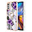 Custodia Silicone Gel Morbida Fantasia Modello Cover con Anello Supporto Y03B per Motorola Moto E32s Viola