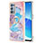 Custodia Silicone Gel Morbida Fantasia Modello Cover con Anello Supporto Y03B per Oppo Reno6 Pro 5G Blu