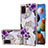 Custodia Silicone Gel Morbida Fantasia Modello Cover con Anello Supporto Y03B per Samsung Galaxy A21s Viola