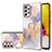 Custodia Silicone Gel Morbida Fantasia Modello Cover con Anello Supporto Y03B per Samsung Galaxy A72 4G Lavanda