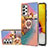 Custodia Silicone Gel Morbida Fantasia Modello Cover con Anello Supporto Y03B per Samsung Galaxy A72 4G Multicolore