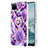 Custodia Silicone Gel Morbida Fantasia Modello Cover con Anello Supporto Y04B per Realme C25Y India Viola