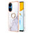 Custodia Silicone Gel Morbida Fantasia Modello Cover con Anello Supporto Y05B per Huawei Honor X7 Bianco