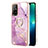 Custodia Silicone Gel Morbida Fantasia Modello Cover con Anello Supporto Y05B per Oppo A95 5G Lavanda