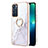 Custodia Silicone Gel Morbida Fantasia Modello Cover con Anello Supporto Y05B per Oppo Reno6 5G Bianco