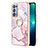 Custodia Silicone Gel Morbida Fantasia Modello Cover con Anello Supporto Y05B per Oppo Reno6 Pro 5G Rosa