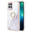 Custodia Silicone Gel Morbida Fantasia Modello Cover con Anello Supporto Y05B per Realme 8i Bianco