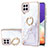 Custodia Silicone Gel Morbida Fantasia Modello Cover con Anello Supporto Y05B per Samsung Galaxy A22 4G Bianco