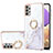 Custodia Silicone Gel Morbida Fantasia Modello Cover con Anello Supporto Y05B per Samsung Galaxy A23 4G Bianco