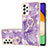 Custodia Silicone Gel Morbida Fantasia Modello Cover con Anello Supporto Y05B per Samsung Galaxy A52 4G Viola