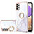 Custodia Silicone Gel Morbida Fantasia Modello Cover con Anello Supporto Y05B per Samsung Galaxy A53 5G Bianco