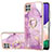 Custodia Silicone Gel Morbida Fantasia Modello Cover con Anello Supporto Y05B per Samsung Galaxy F42 5G Lavanda