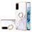 Custodia Silicone Gel Morbida Fantasia Modello Cover con Anello Supporto Y05B per Samsung Galaxy S20 Bianco