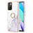 Custodia Silicone Gel Morbida Fantasia Modello Cover con Anello Supporto Y05B per Xiaomi Redmi 10 4G Bianco