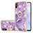 Custodia Silicone Gel Morbida Fantasia Modello Cover con Anello Supporto Y05B per Xiaomi Redmi 9A Viola