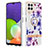 Custodia Silicone Gel Morbida Fantasia Modello Cover con Anello Supporto Y06B per Samsung Galaxy A22 4G Viola