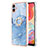 Custodia Silicone Gel Morbida Fantasia Modello Cover con Anello Supporto YB1 per Samsung Galaxy A04E Blu