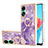 Custodia Silicone Gel Morbida Fantasia Modello Cover con Anello Supporto YB5 per Oppo A78 4G Viola