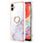 Custodia Silicone Gel Morbida Fantasia Modello Cover con Anello Supporto YB5 per Samsung Galaxy A04E Bianco