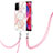 Custodia Silicone Gel Morbida Fantasia Modello Cover con Cinghia Cordino Mano Y01B per OnePlus Nord N200 5G Rosa