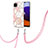 Custodia Silicone Gel Morbida Fantasia Modello Cover con Cinghia Cordino Mano Y01B per Samsung Galaxy A22s 5G Rosa