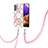 Custodia Silicone Gel Morbida Fantasia Modello Cover con Cinghia Cordino Mano Y01B per Samsung Galaxy A32 4G Rosa