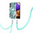Custodia Silicone Gel Morbida Fantasia Modello Cover con Cinghia Cordino Mano Y01B per Samsung Galaxy A32 4G Verde Pastello