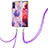 Custodia Silicone Gel Morbida Fantasia Modello Cover con Cinghia Cordino Mano Y01B per Samsung Galaxy S20 FE 4G Lavanda