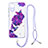 Custodia Silicone Gel Morbida Fantasia Modello Cover con Cinghia Cordino Mano Y01X per Samsung Galaxy A03 Core Viola