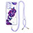 Custodia Silicone Gel Morbida Fantasia Modello Cover con Cinghia Cordino Mano Y01X per Samsung Galaxy A52 4G Viola