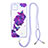 Custodia Silicone Gel Morbida Fantasia Modello Cover con Cinghia Cordino Mano Y01X per Samsung Galaxy F42 5G Viola