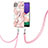Custodia Silicone Gel Morbida Fantasia Modello Cover con Cinghia Cordino Mano Y02B per Samsung Galaxy A22s 5G Rosa