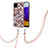 Custodia Silicone Gel Morbida Fantasia Modello Cover con Cinghia Cordino Mano Y03B per Samsung Galaxy A22 4G Marrone