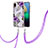 Custodia Silicone Gel Morbida Fantasia Modello Cover con Cinghia Cordino Mano Y03B per Samsung Galaxy M02 Viola