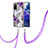 Custodia Silicone Gel Morbida Fantasia Modello Cover con Cinghia Cordino Mano Y03B per Samsung Galaxy S20 FE 5G Viola