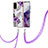 Custodia Silicone Gel Morbida Fantasia Modello Cover con Cinghia Cordino Mano Y03B per Samsung Galaxy S20 Viola