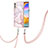 Custodia Silicone Gel Morbida Fantasia Modello Cover con Cinghia Cordino Mano Y05B per LG Velvet 4G Rosa