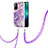 Custodia Silicone Gel Morbida Fantasia Modello Cover con Cinghia Cordino Mano Y05B per Oppo Reno5 Z 5G Viola