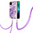 Custodia Silicone Gel Morbida Fantasia Modello Cover con Cinghia Cordino Mano Y05B per Realme C21Y Viola