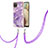 Custodia Silicone Gel Morbida Fantasia Modello Cover con Cinghia Cordino Mano Y05B per Samsung Galaxy A12 5G Viola