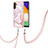 Custodia Silicone Gel Morbida Fantasia Modello Cover con Cinghia Cordino Mano Y05B per Samsung Galaxy A13 5G Rosa