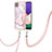 Custodia Silicone Gel Morbida Fantasia Modello Cover con Cinghia Cordino Mano Y05B per Samsung Galaxy A22 5G Rosa