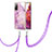 Custodia Silicone Gel Morbida Fantasia Modello Cover con Cinghia Cordino Mano Y05B per Samsung Galaxy S20 FE 4G Lavanda