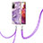 Custodia Silicone Gel Morbida Fantasia Modello Cover con Cinghia Cordino Mano Y05B per Samsung Galaxy S20 FE 4G Viola