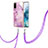 Custodia Silicone Gel Morbida Fantasia Modello Cover con Cinghia Cordino Mano Y05B per Samsung Galaxy S20 Lavanda