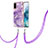 Custodia Silicone Gel Morbida Fantasia Modello Cover con Cinghia Cordino Mano Y05B per Samsung Galaxy S20 Viola