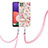 Custodia Silicone Gel Morbida Fantasia Modello Cover con Cinghia Cordino Mano Y06B per Samsung Galaxy A22s 5G Rosa