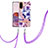 Custodia Silicone Gel Morbida Fantasia Modello Cover con Cinghia Cordino Mano Y06B per Samsung Galaxy S20 Viola